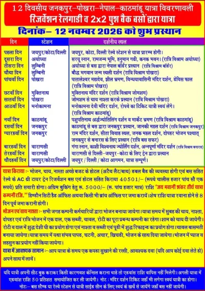 यात्रा पत्रक: जनकपुर–पोखरा–नेपाल–काठमांडू यात्रा विवरणावली